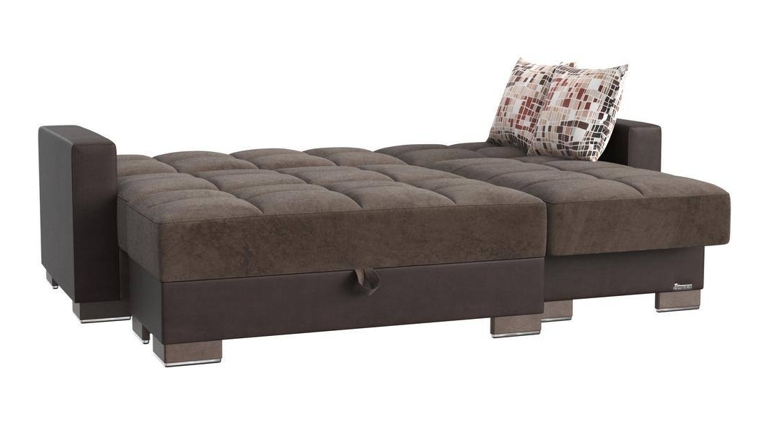 Ottomanson Origins Convertible L-Shaped Sectional Sofa, Brown Polyester