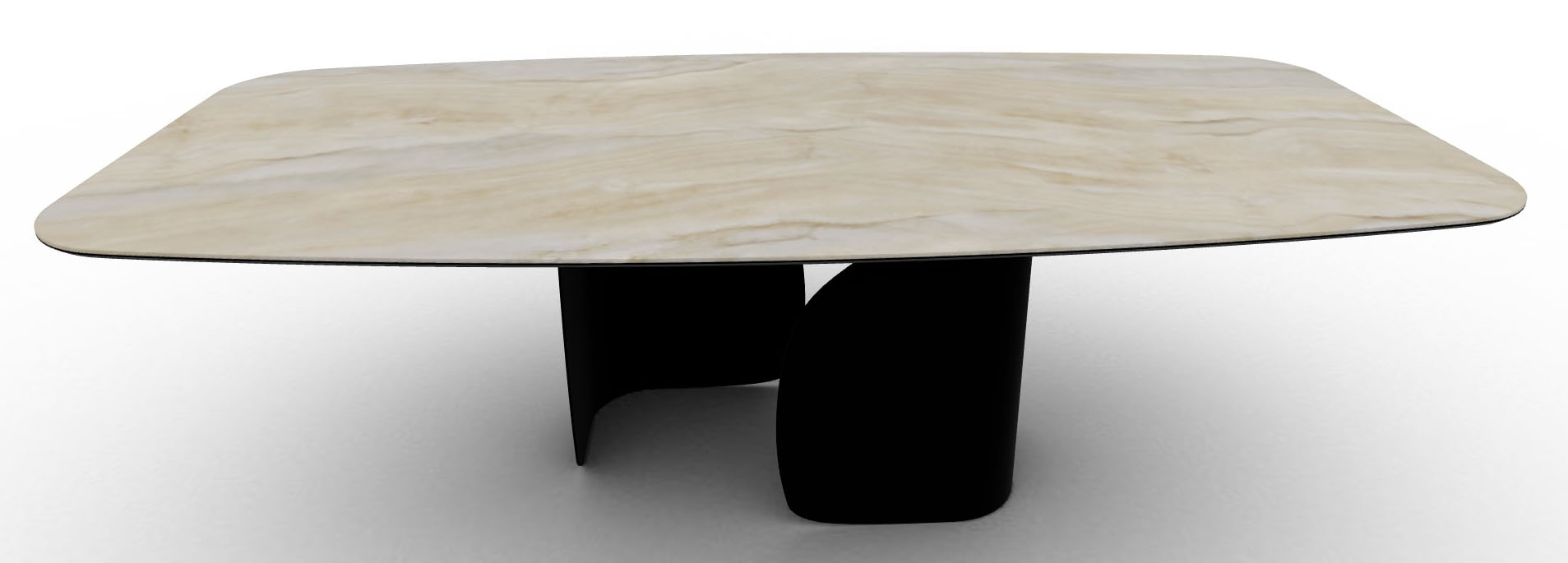 Twins W98.4-inch Ceramic/Metal Customizable Elliptical Dining Table