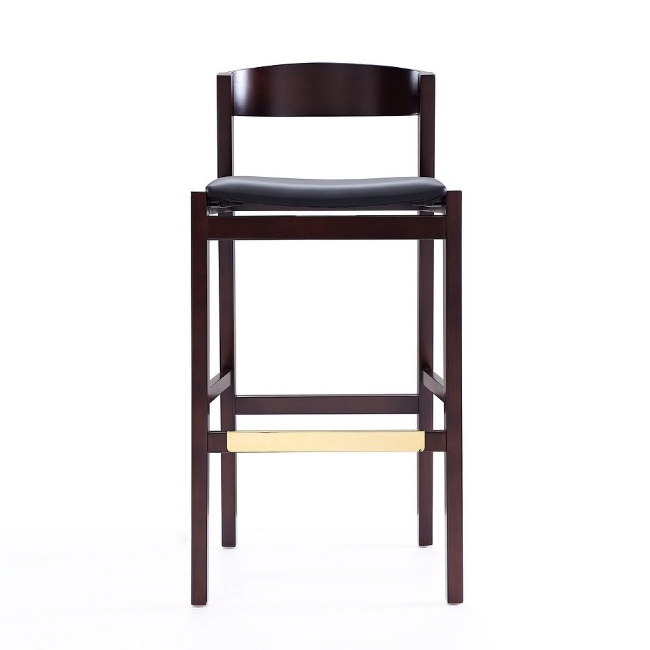 Klismos 40.75-inch Leatherette/Beech Wood Barstool