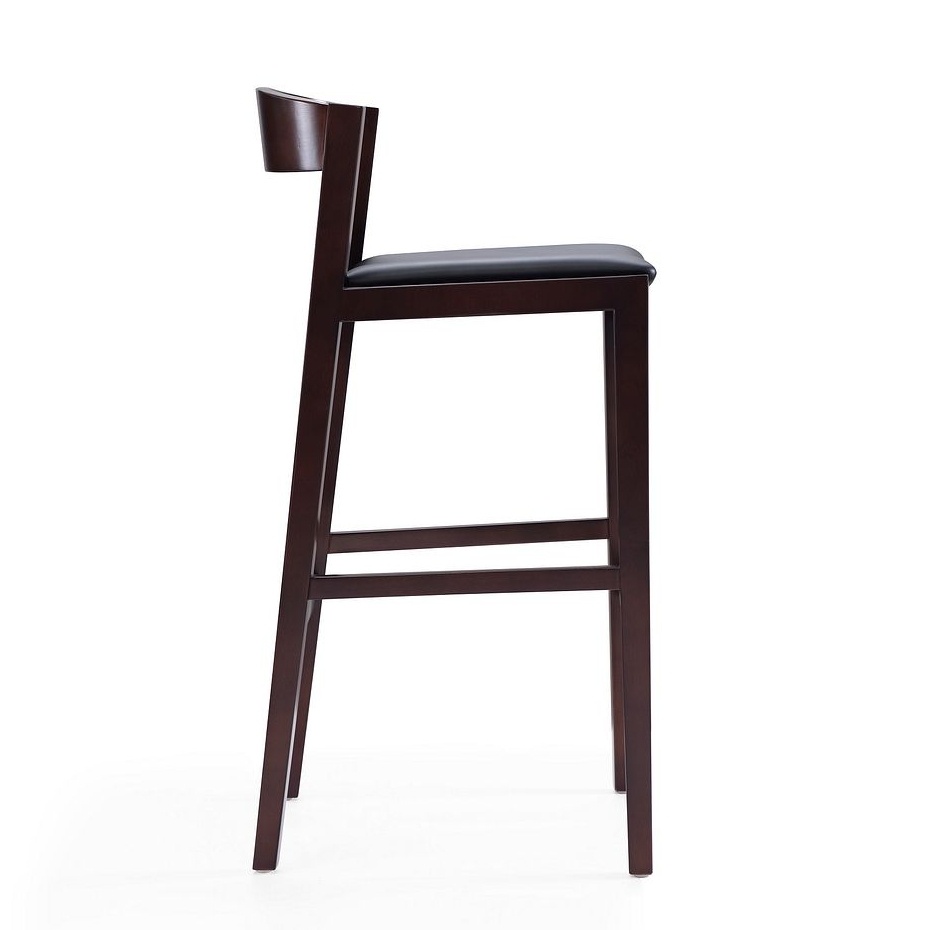Klismos 40.75-inch Leatherette/Beech Wood Barstool