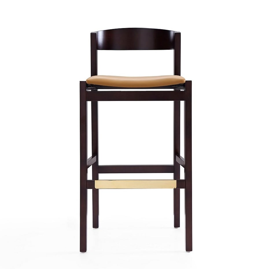 Klismos 40.75-inch Leatherette/Beech Wood Barstool