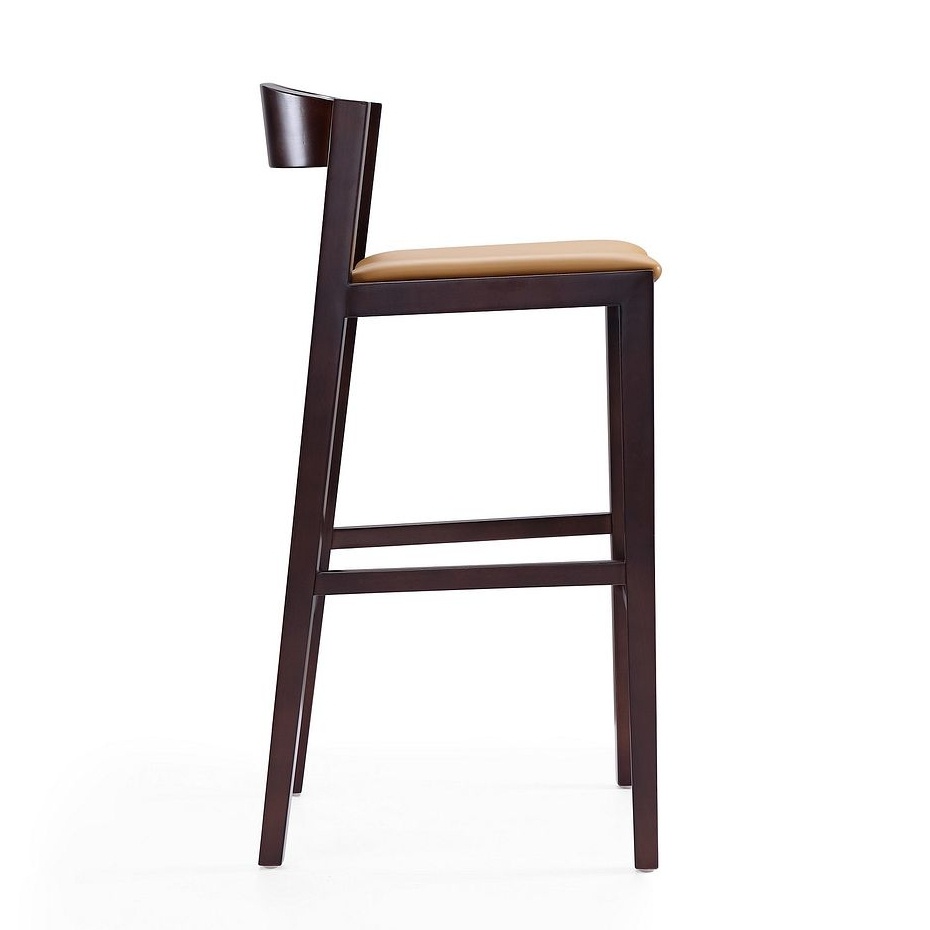 Klismos 40.75-inch Leatherette/Beech Wood Barstool