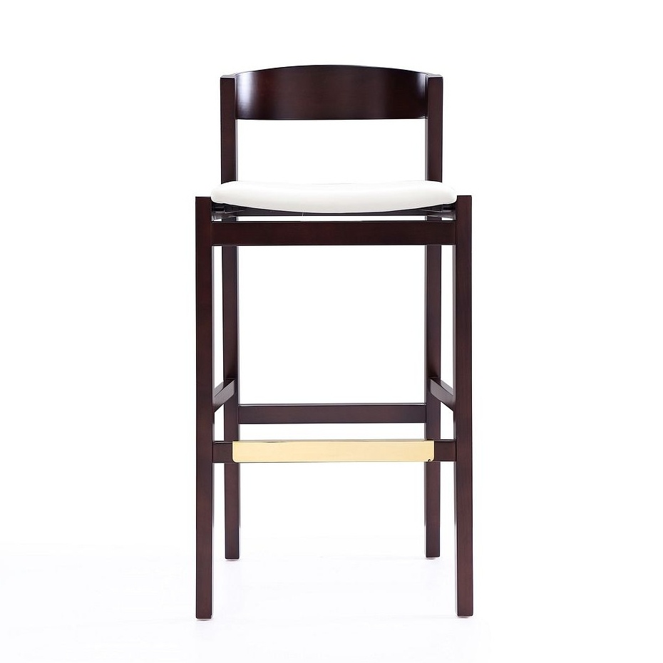 Klismos 40.75-inch Leatherette/Beech Wood Barstool