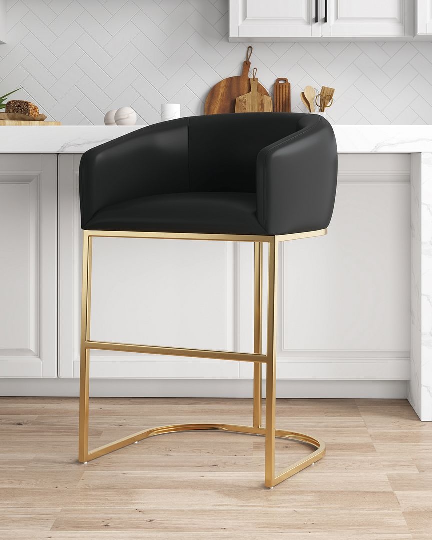 Louvre 40-inch Leatherette/Stainless Steel Barstool