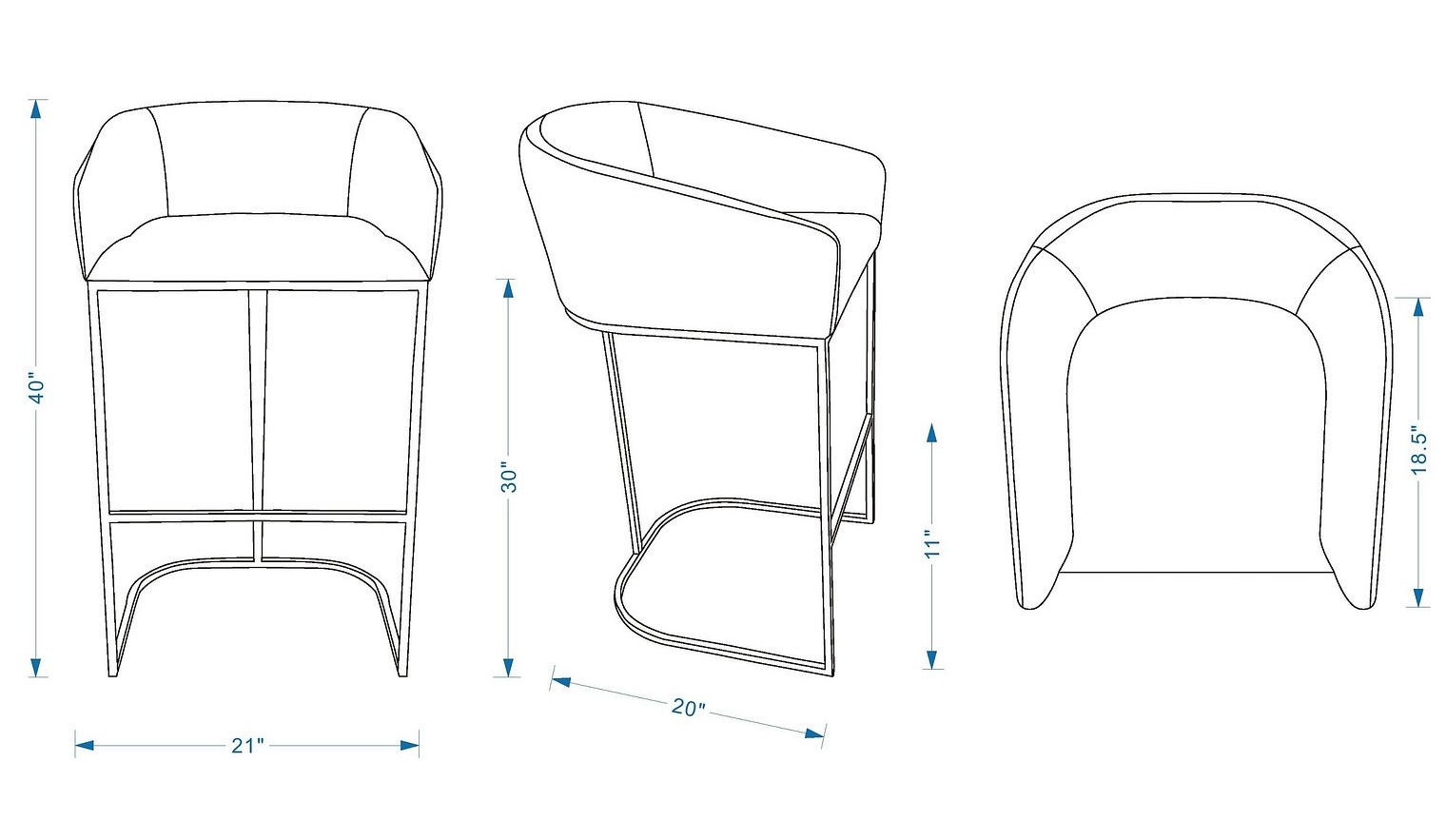 Louvre 40-inch Leatherette/Stainless Steel Barstool
