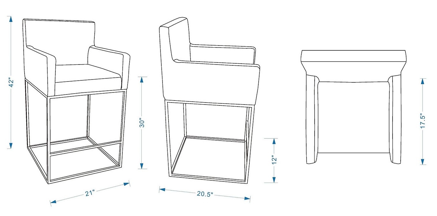 Ambassador 42-inch Leatherette/Metal Barstool
