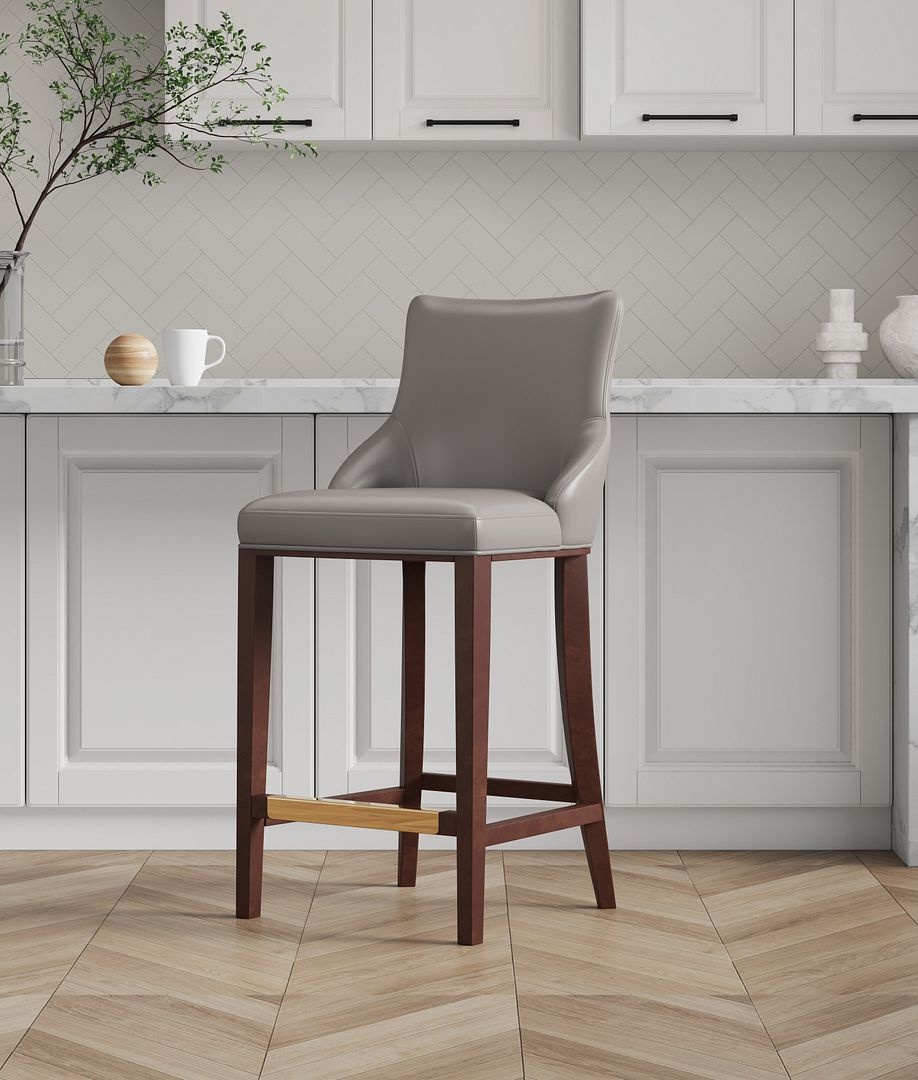 Shubert Leatherette/Wood Barstool