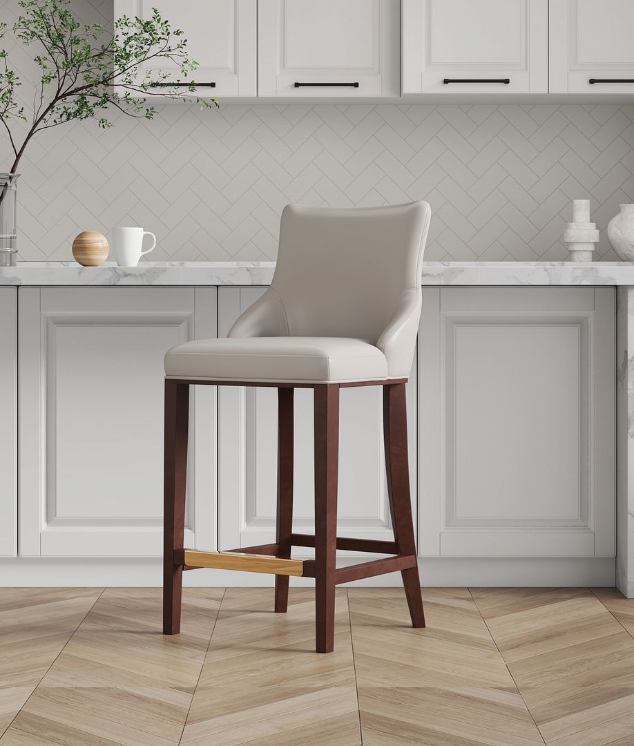 Shubert Leatherette/Wood Barstool