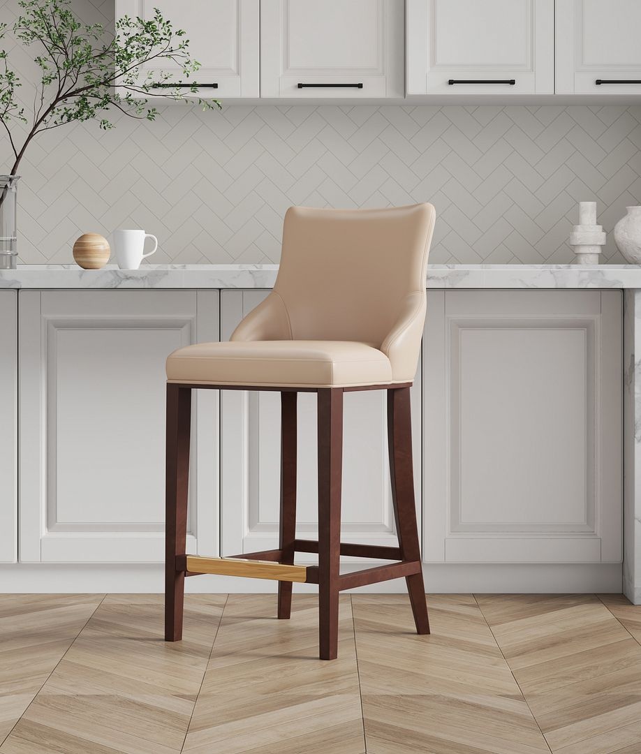Shubert Leatherette/Wood Barstool