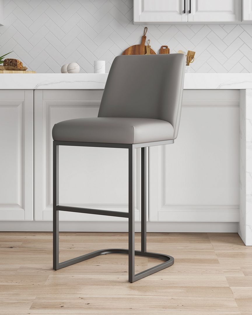Serena Leatherette/Metal Barstool