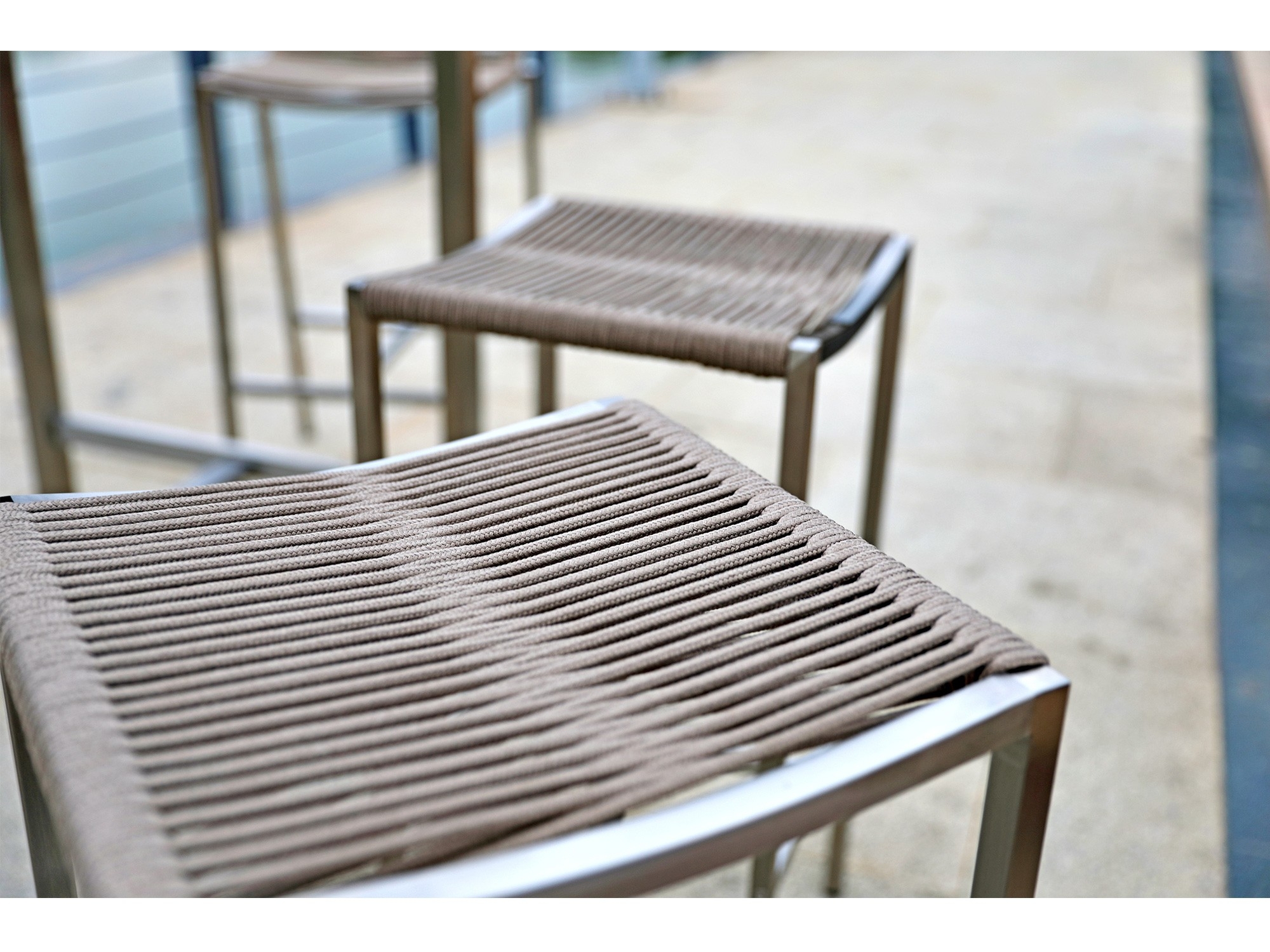 Stone Outdoor Rope Backless Barstool
