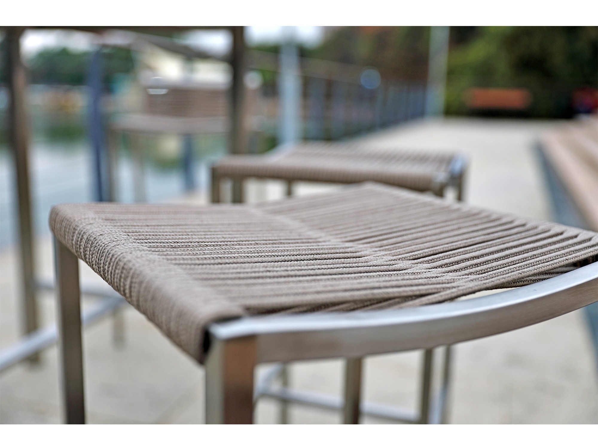 Stone Outdoor Rope Backless Barstool