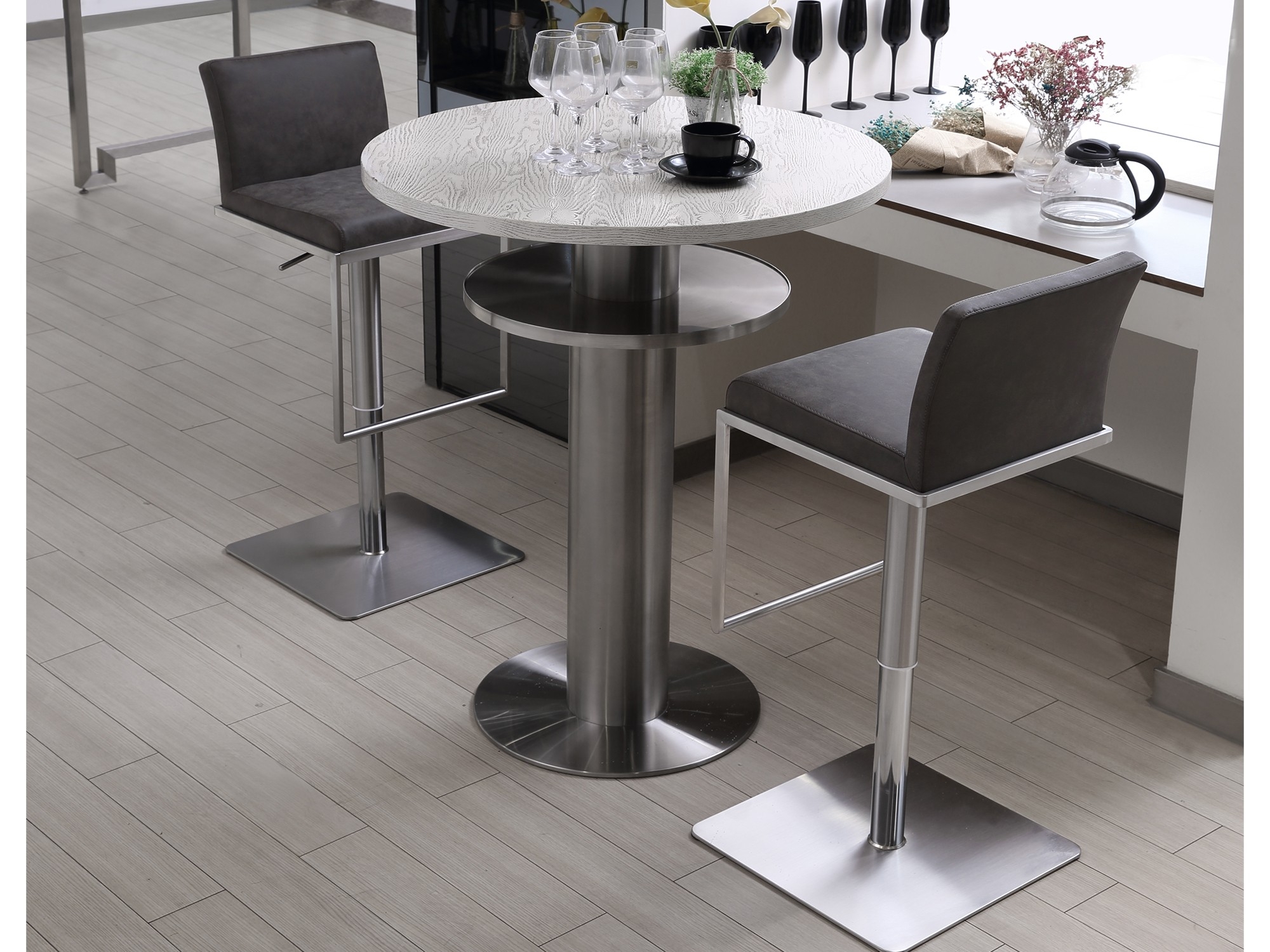 Clay Adjustable Height Upholstered Barstool