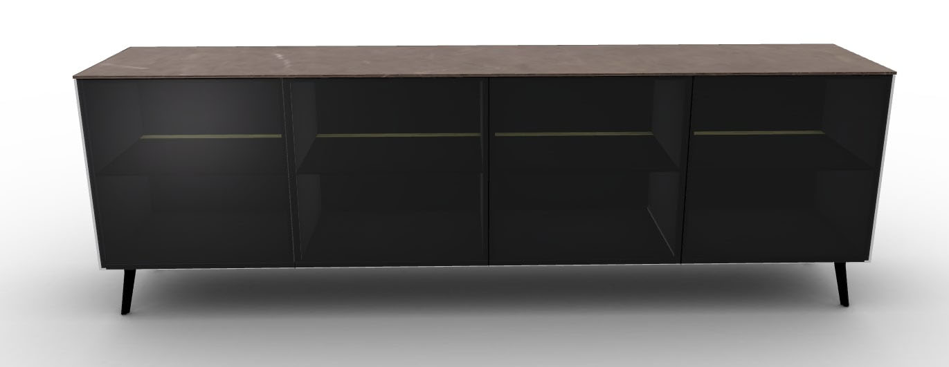 Universal Ceramic/Wood Customizable Sideboard w/4 Glass Doors & Metal Legs