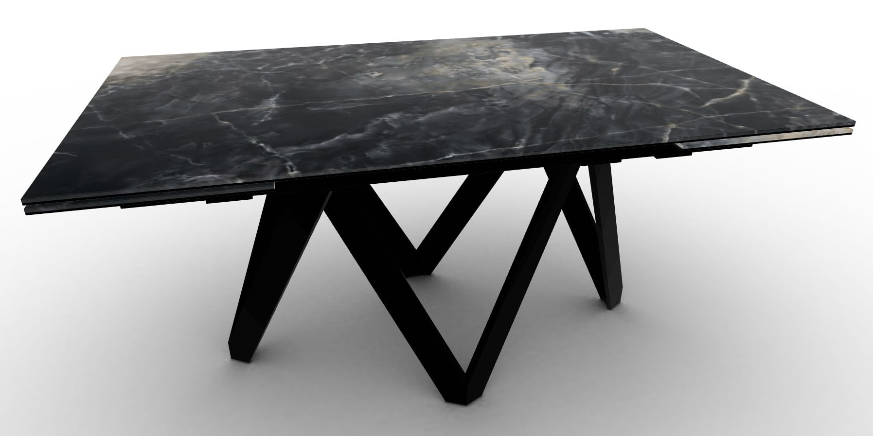 Cartesio W62.9"-78.7"-94.4" Ceramic/Metal/Wood Customizable Extendable Rectangular Dining Table