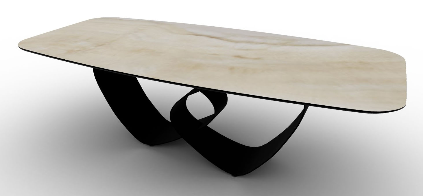 Breeze W98.4-inch Ceramic/Metal Customizable Elliptical Dining Table