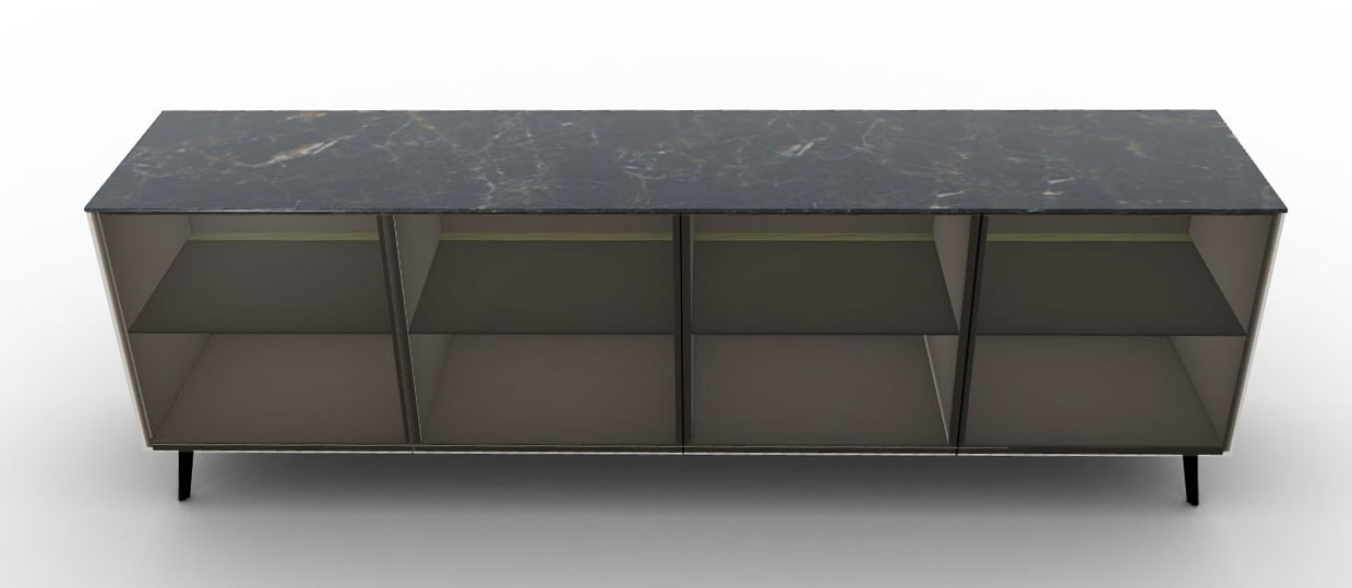 Universal Ceramic/Wood Customizable Sideboard w/4 Glass Doors & Metal Legs