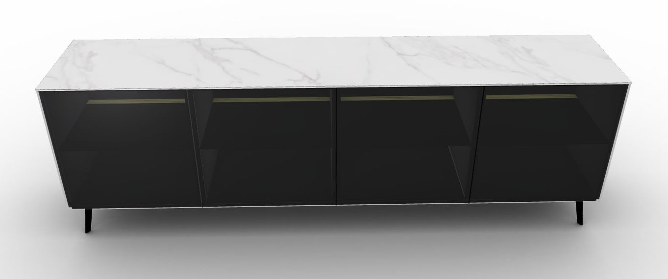 Universal Ceramic/Wood Customizable Sideboard w/4 Glass Doors & Metal Legs