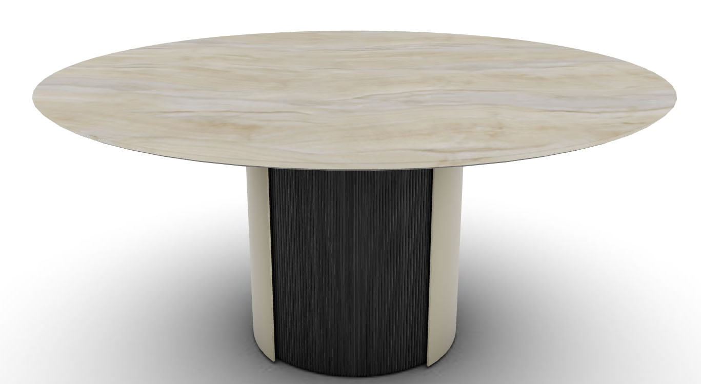 Yoroi W62.9-inch Ceramic/Metal/Wood Customizable Round Dining Table