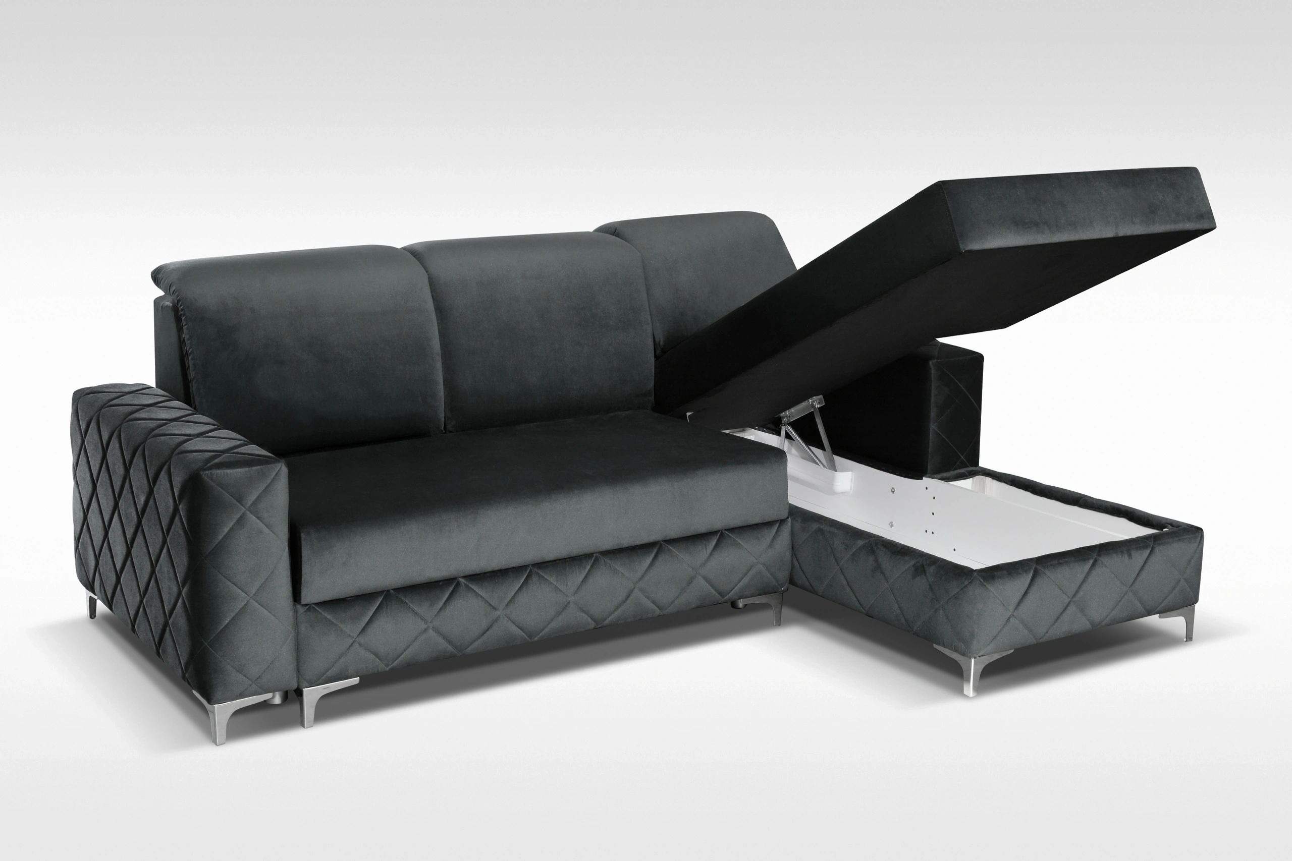 Alfredo L-Shaped Fabric Right Convertible Storage Sectional Sofa