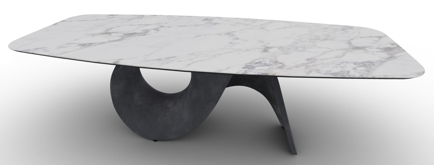 Seashell W98.4-inch Ceramic/Cement Customizable Elliptical Dining Table