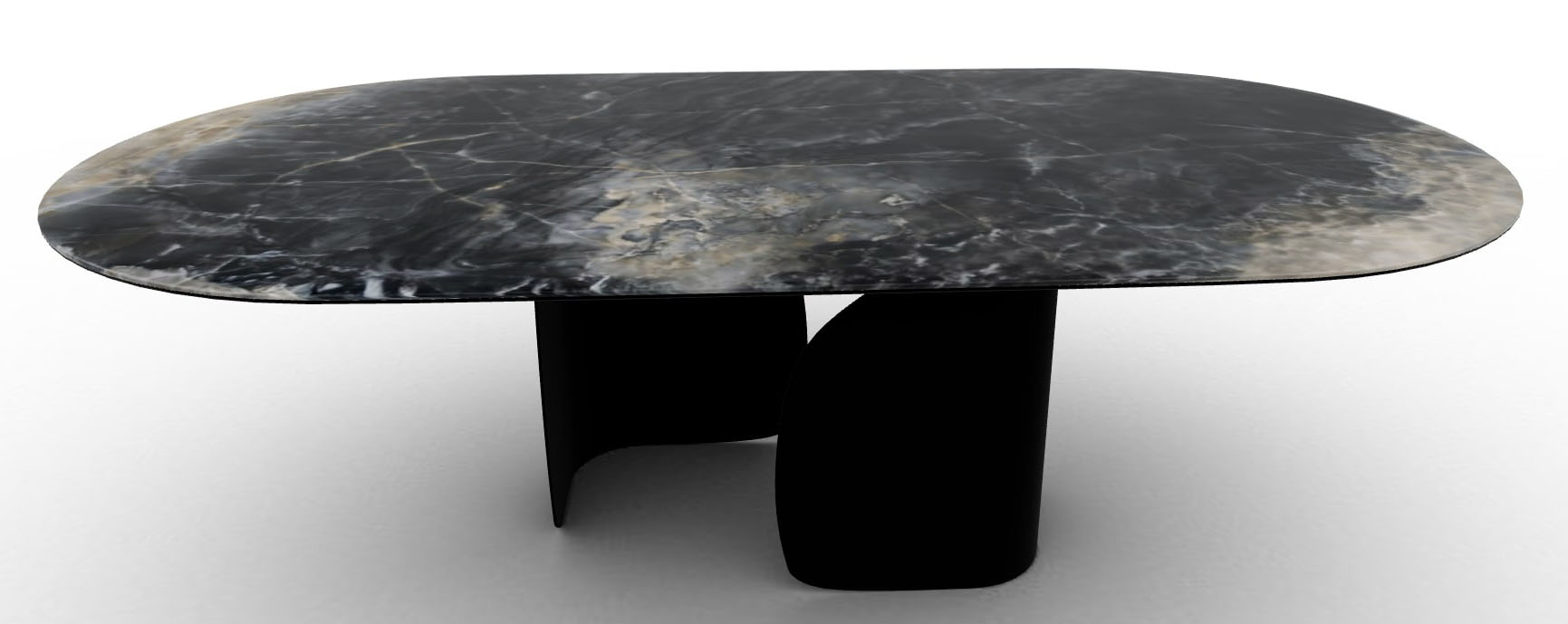 Twins W98.4-inch Ceramic/Metal Customizable Oval Dining Table