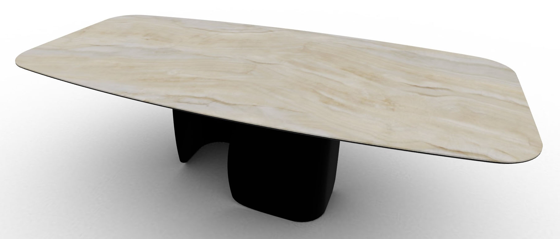 Twins W98.4-inch Ceramic/Metal Customizable Elliptical Dining Table