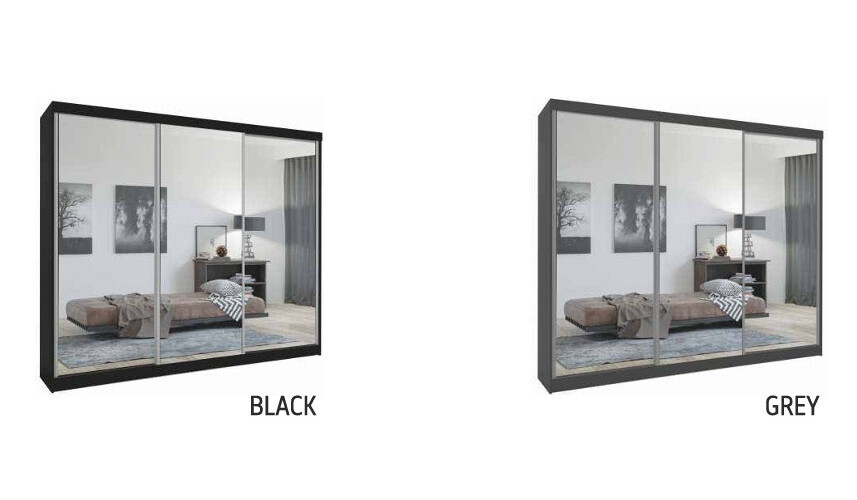 Chico 99-inch 3-Door Wood Wardrobe with Mirror