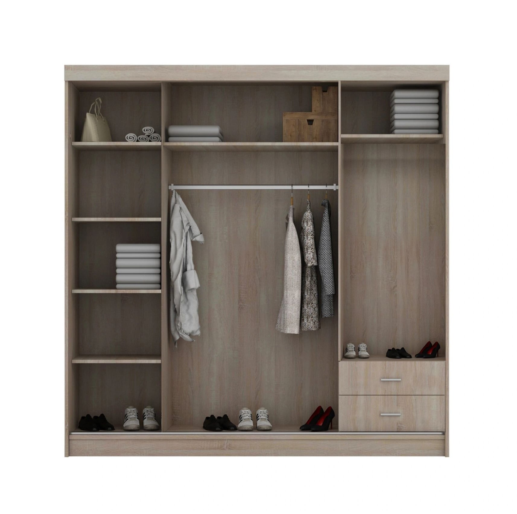 Chico 99-inch 3-Door Wood Wardrobe with Mirror