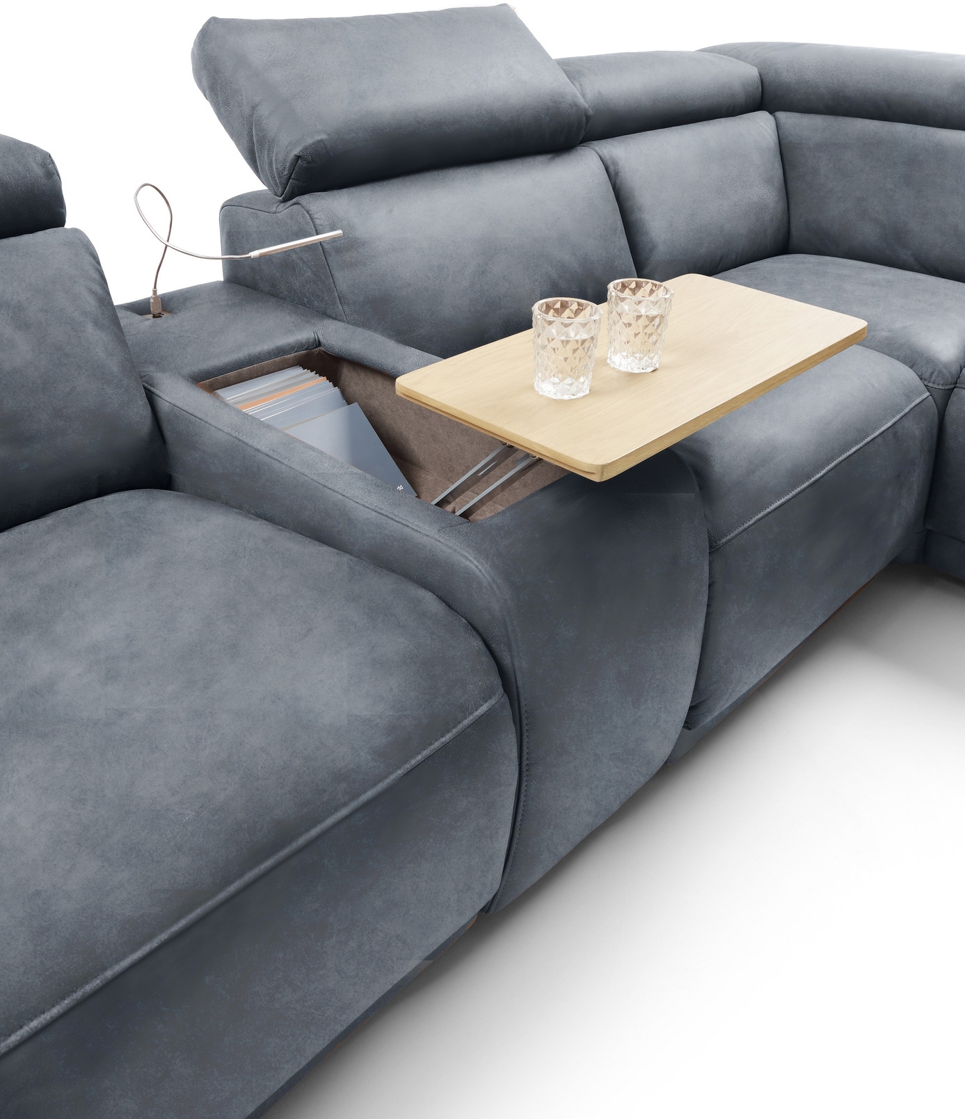 Brussels 5-Piece Microfiber Fabric Storage Sectional Sleeper Sofa