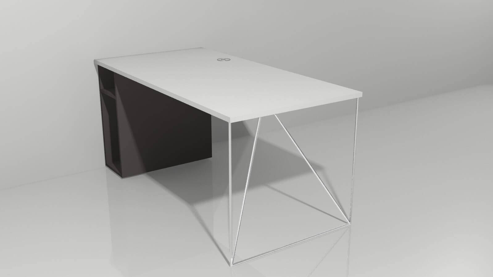 Air 62.9" Straight Office Desk w/Cable Port & Open Cupboard