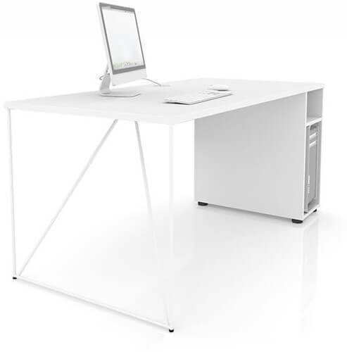 Air 62.9" Straight Office Desk w/Cable Port & Open Cupboard