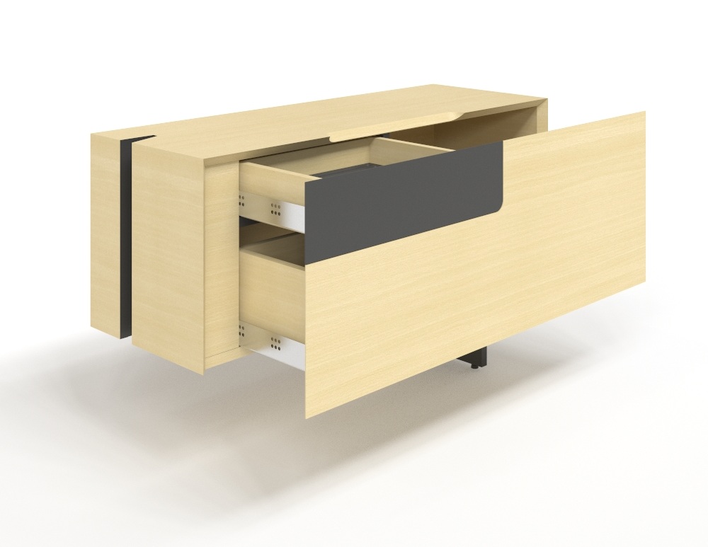 Move 70.8" Executive Fixed Desk w/Fixed Pedestal, Built-in Power Socket Block, Grommet, Cover for Power Socket & Qi Wireless Charging