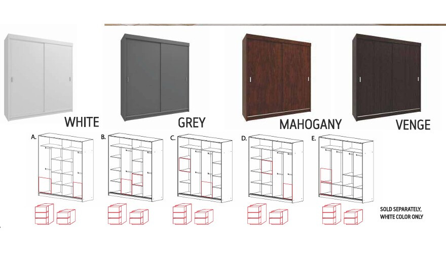 Classic 80-inch 2-Door Wood Wardrobe