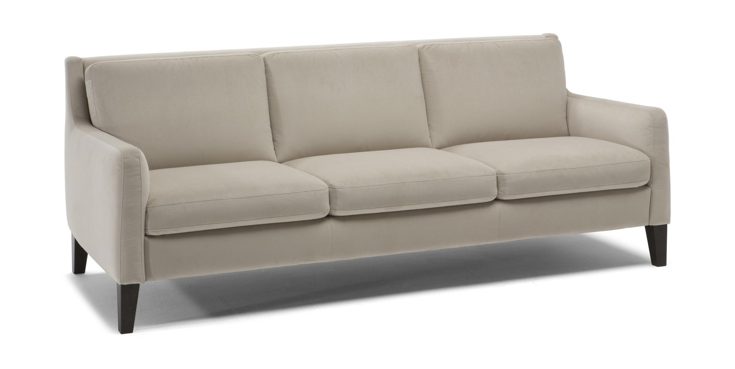 Quiete Fabric/Leather 3 Seater Sofa w/ Wood Legs