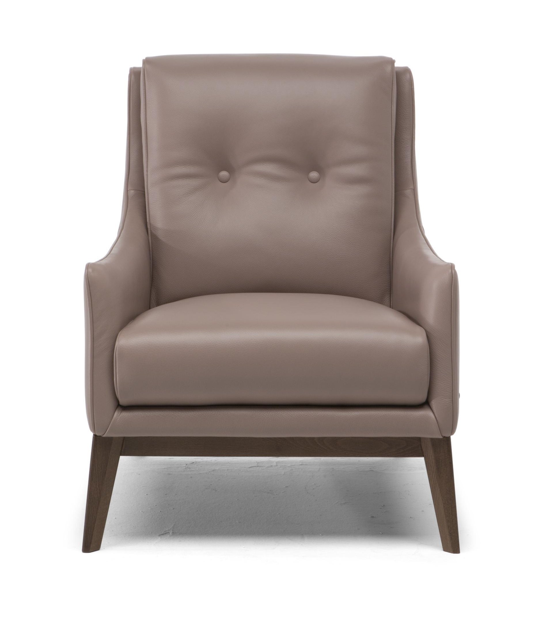 Amicizia Fabric/Leather Armchair w/ Wood Legs