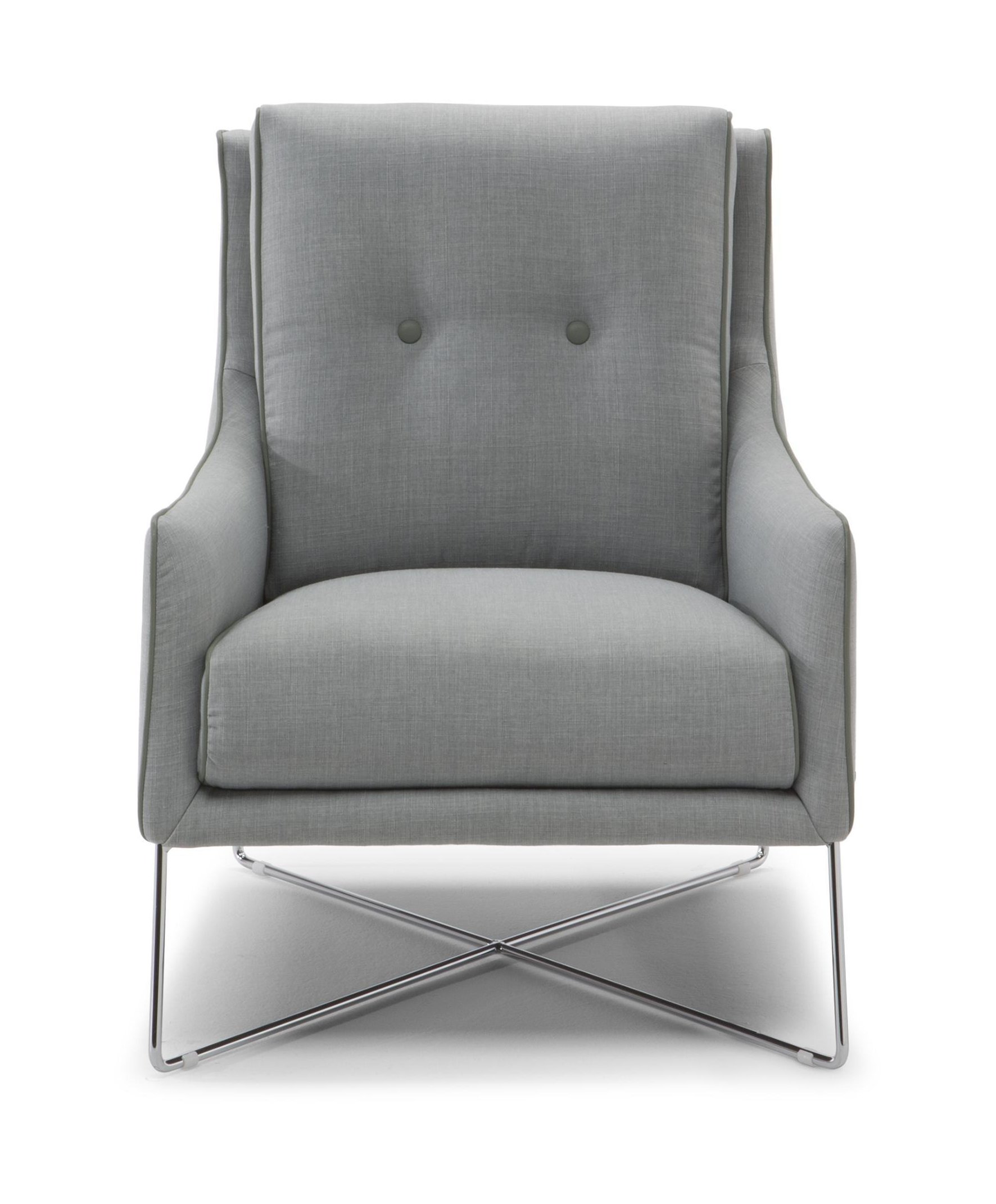 Amicizia Fabric/Leather Armchair w/ Metal Legs