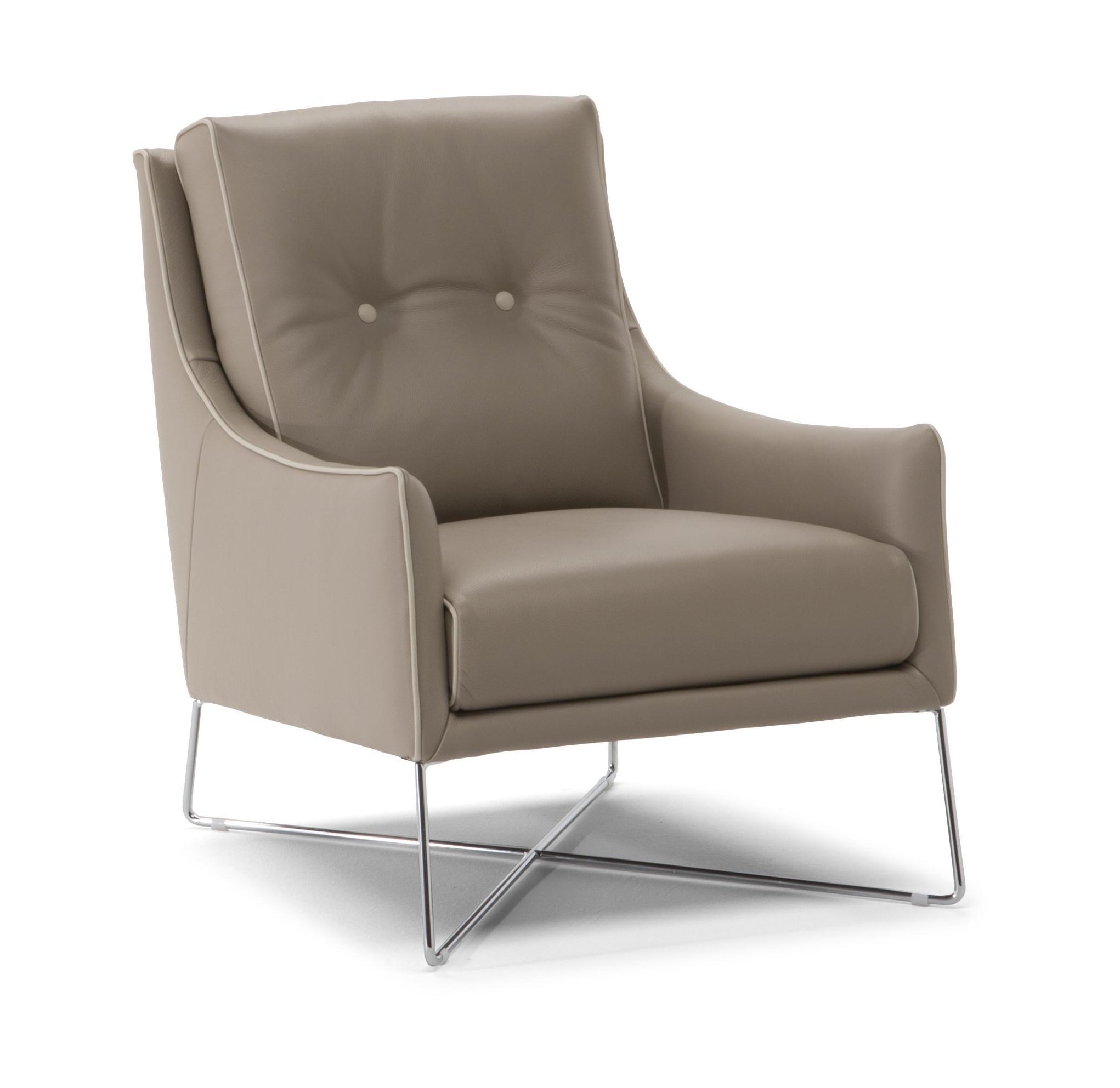 Amicizia Fabric/Leather Armchair w/ Metal Legs
