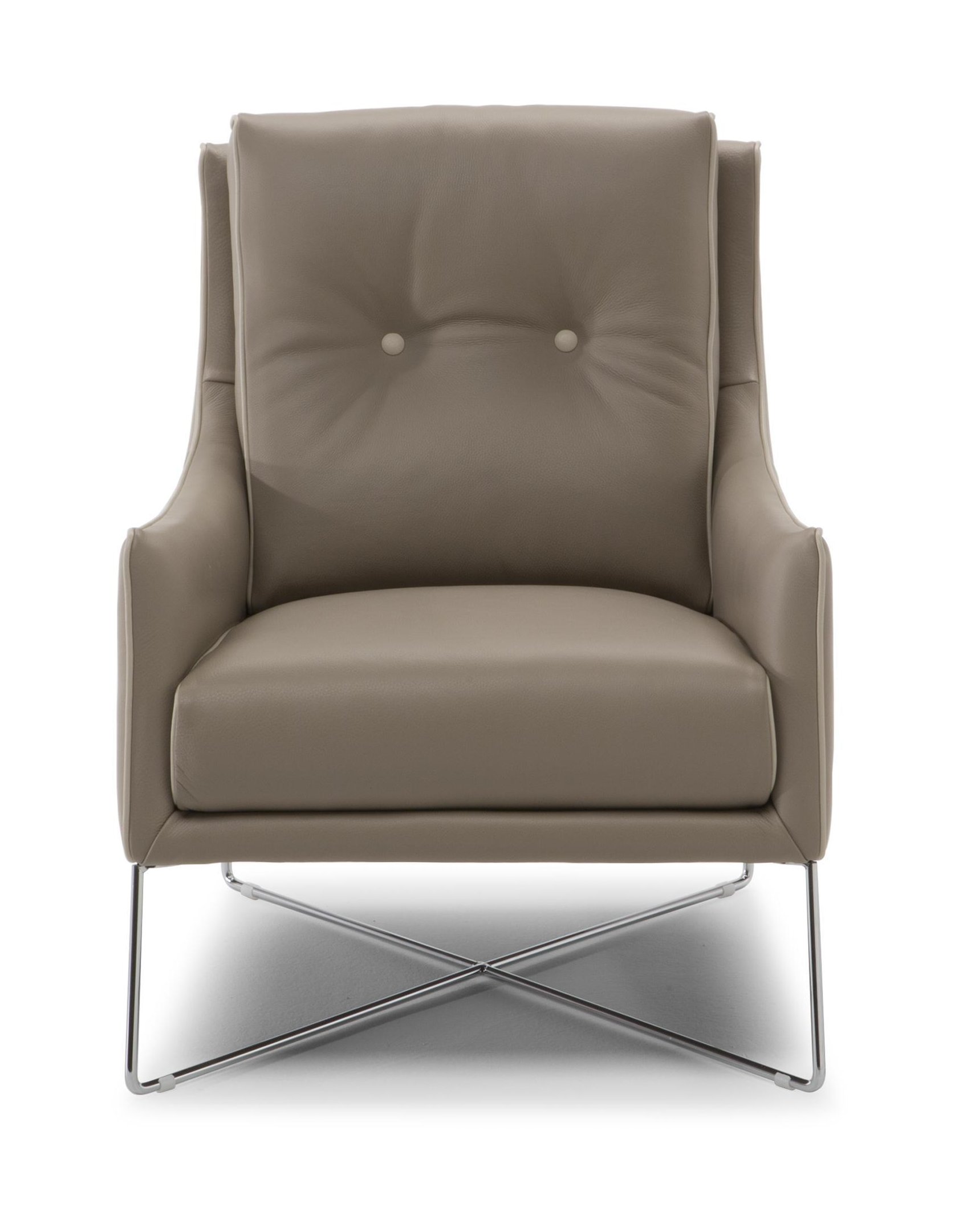 Amicizia Fabric/Leather Armchair w/ Metal Legs
