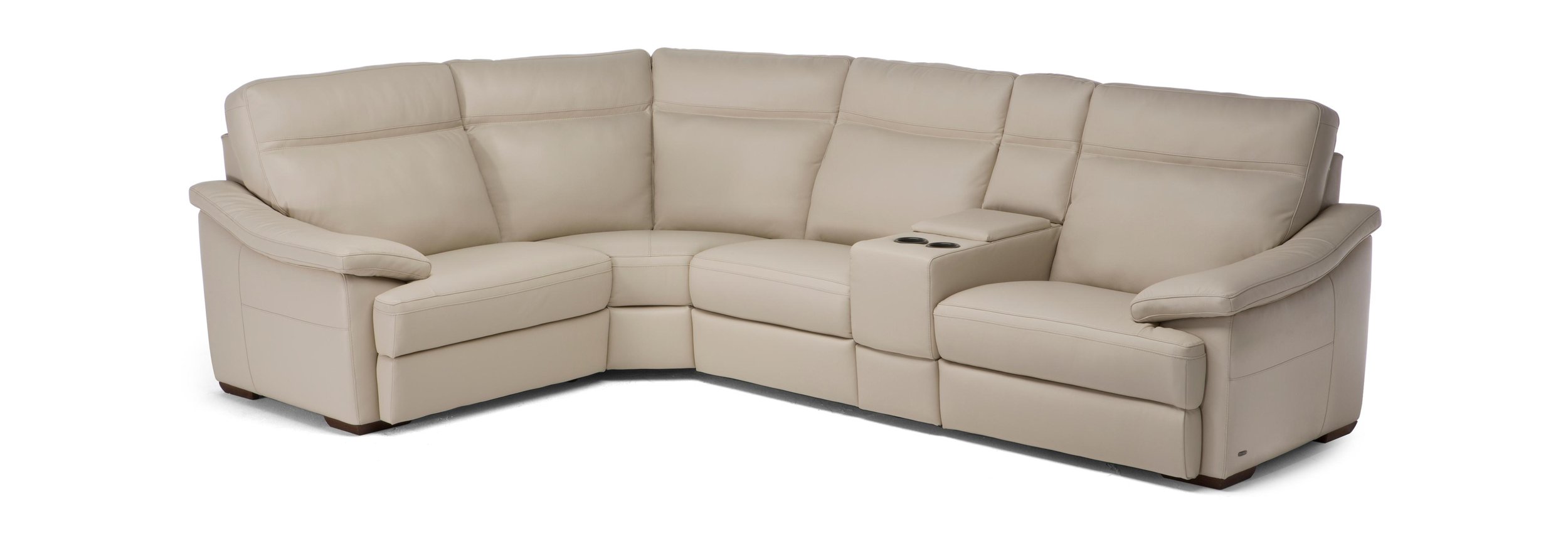 Pazienza Leather L-Shape Sectional Sofa w/ Console & 2 Recliners w/Lumbar Support
