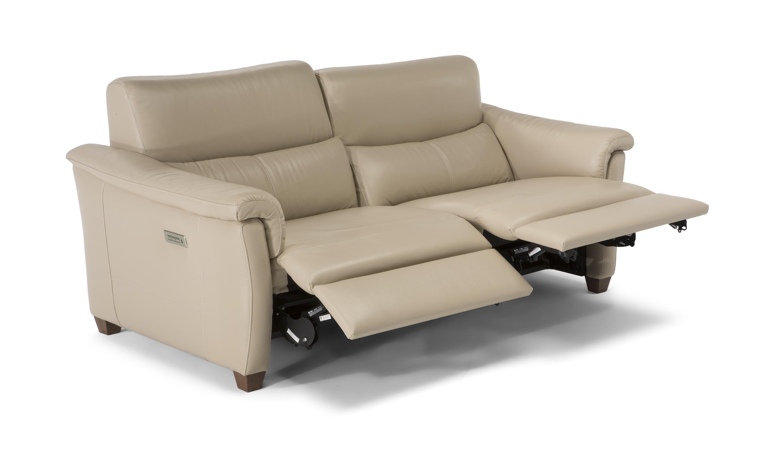 Astuzia Fabric/Leather 2 Seater Sofa w/ 2 Power Recliners