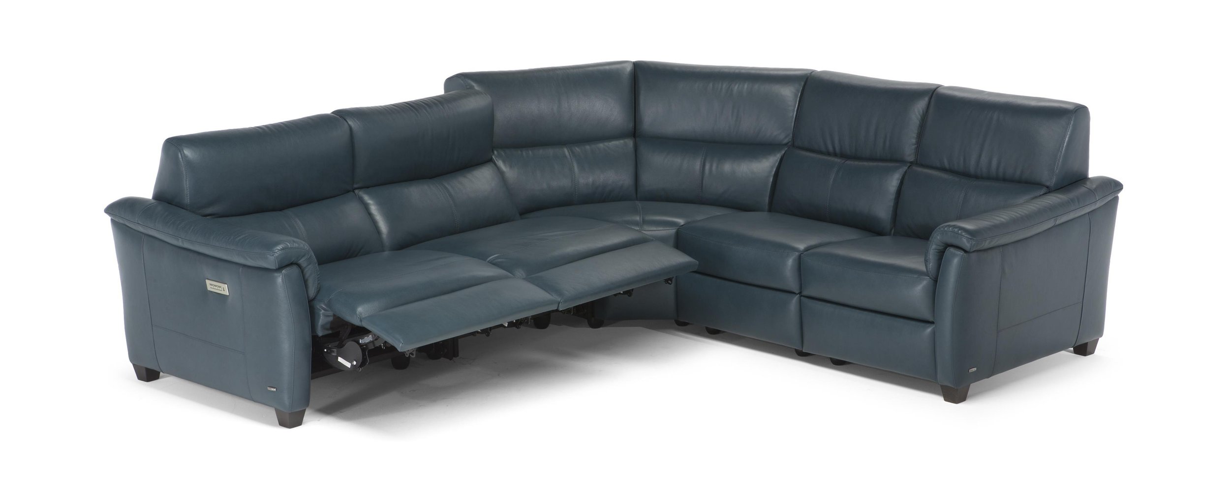 Astuzia Fabric/Leather L-Shape Sectional Sofa w/Recliners