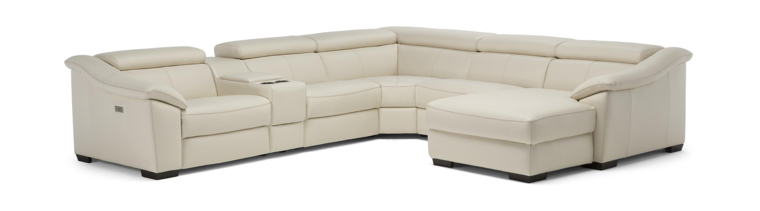 Emozione Fabric/Leather U-Shape Sectional Sofa w/ Chaise & Recliner