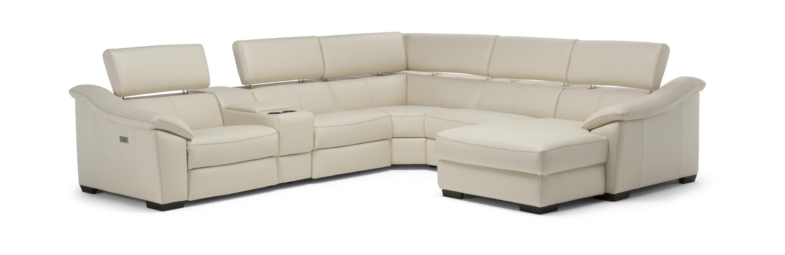 Emozione Fabric/Leather U-Shape Sectional Sofa w/ Chaise & Recliner