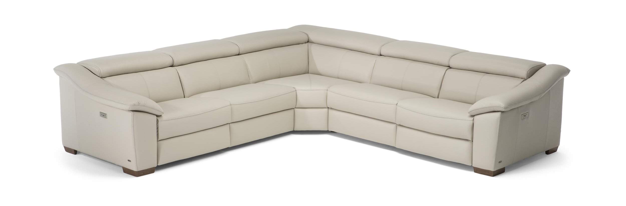 Emozione Fabric/Leather L-Shape Sectional Sofa w/ Recliners
