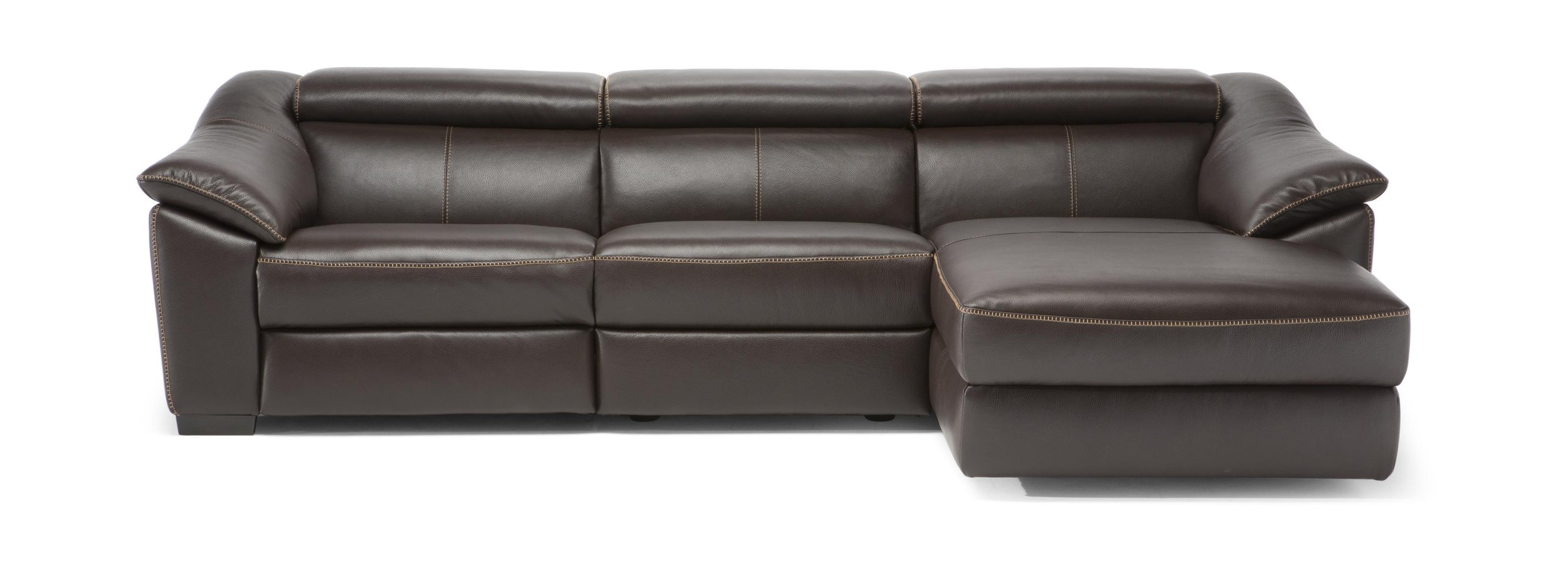 Emozione Fabric/Leather L-Shape Sectional Sofa w/ Chaise & Recliner