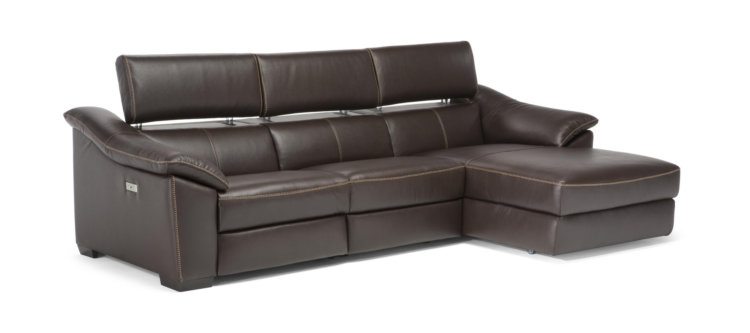 Emozione Fabric/Leather L-Shape Sectional Sofa w/ Chaise & Recliner