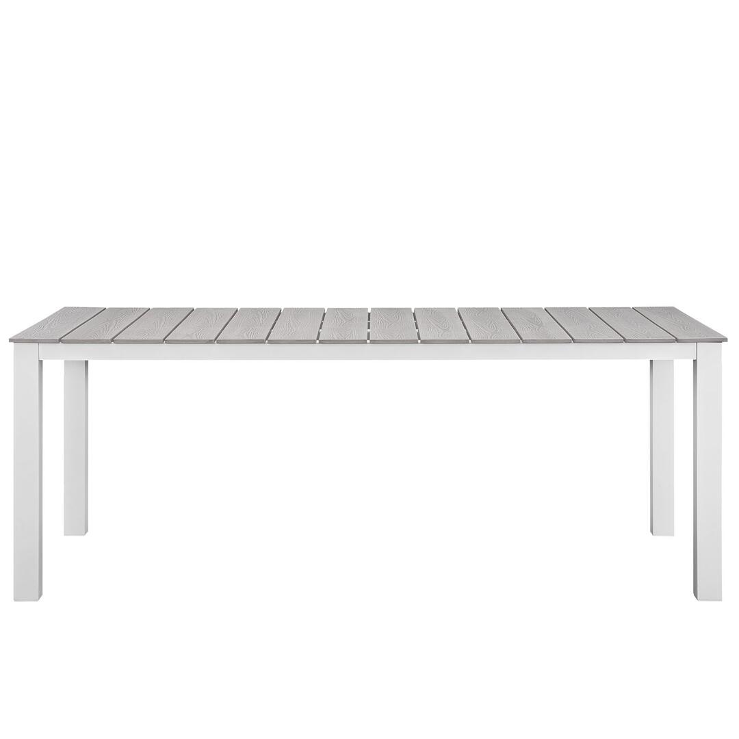 Junction 7 Piece Outdoor Patio Synthetic Rattan Wicker Dining Set, Gray/White by Modway Furniture