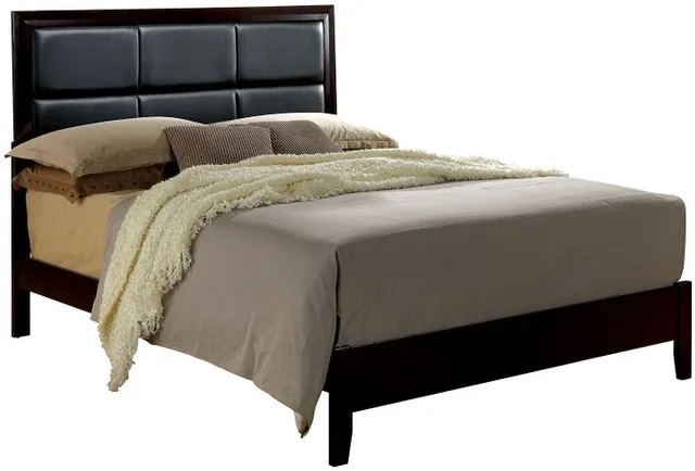 Janine Leatherette/Wood Panel Bed, California King Size