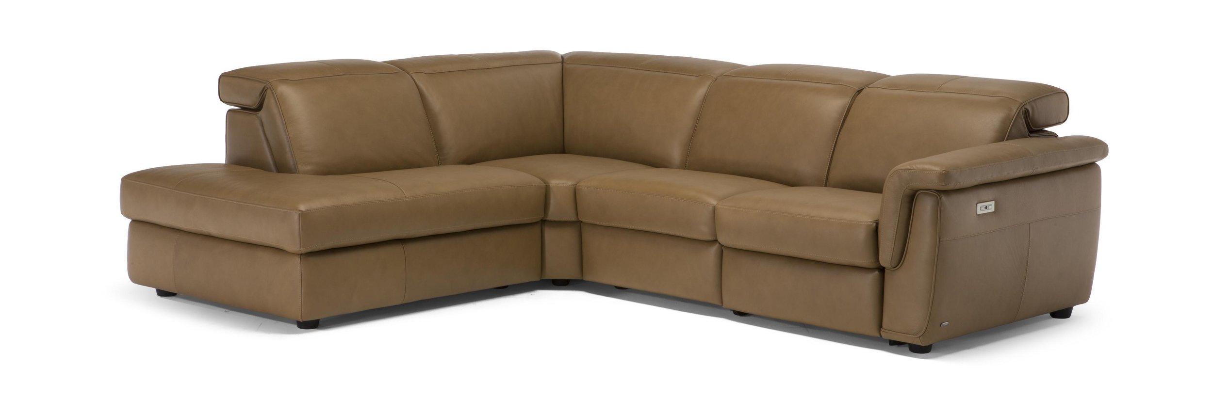 Curioso Fabric/Leather L-Shape Sectional Sofa w/ Recliner & Small Chaise